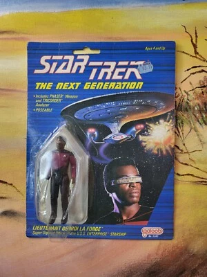 Figura de acción Star Trek The Next Generation Teniente Geordi La Forge 1988 Galoob sin usar, en caja Foto 1 de 4