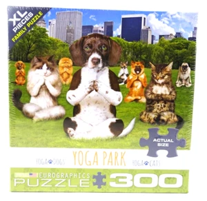 EuroGraphics Yoga Park Dog and Cats 300 Piece Jigs Puzzle FACTORY SEALED BOX - Picture 1 of 3