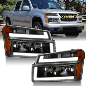 Fit For 2004-2012 Chevy Colorado GMC Canyon LED DRL Smoked Headlights Lamps Pair - Picture 1 of 10