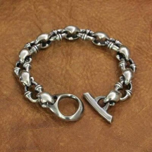 Huge Heavy 925 Sterling Silver Link Chain Bracelet Biker Punk Jewellery TA245B - Picture 1 of 18
