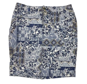 KATIES Skirt Floral Pattern Straight Denim Four Pockets Blue White Size 8 - Picture 1 of 8