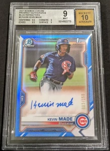 Bowman Chrome 1st Kevin Made 2021 azul automático/150 radiocontrol BGS 9 10 Rookie Prospects - Imagen 1 de 6