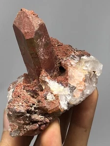 Red Quartz Crystal Cluster Point Morocco 6.9oz N40 - Picture 1 of 12
