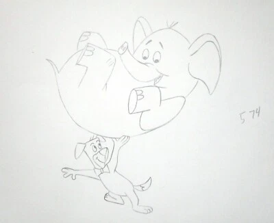 Huckleberry Hound 1958 Hanna-Barbera producción original cel dibujo elefante Foto 1 de 2