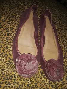 ALDO Burgundy Brazilian Suede Flats with Rosette US 10 - Picture 1 of 4