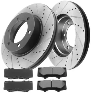 REAR Drilled Slotted Brake Rotors Pads for Chevy Astro Tahoe GMC Yukon G7 - Foto 1 di 5