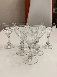 CAMBRIDGE EUCLID 1940s LIQUOR WINE GLASSES CUT FAN DOTS CLEAR GLASS 3 OZ LOT - Picture 1 of 9
