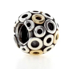 Genuine Pandora Silver and 14ct Gold Charm "Oh!" Circles - 790325 - retired - Bild 1 von 1