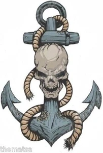 ANCHOR WITH SKELETON 4" HELMET TOOLBOX CAR BUMPER STICKER DECAL MADE IN USA - Picture 1 of 1