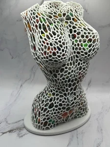 10” Voronoi-Style Hollow Sculpture – Female Form Filled One-of-a-Kind Art Piece - Picture 1 of 6