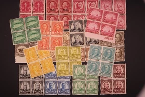 US POSTAGE STAMPS SET OF 19 BLOCKS 1/2C 11/2C 2C 4C 5C 7C-13C 17C 20C 25C 30C MH - Picture 1 of 9