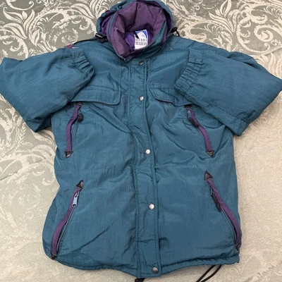 Chaqueta acolchada vintage Sierra Designs talla 10 verde con capucha Foto 1 de 4