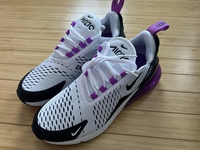 NUEVO Nike Air Max 270 Blanco Púrpura Negro Zapatos Tenis Mujer’s Talla 8 Foto 1 de 4