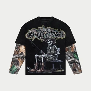 Camiseta Godspeed Gone Fishing en Capas (Lavado Negro) Auténtica Nueva Talla L - Imagen 1 de 3