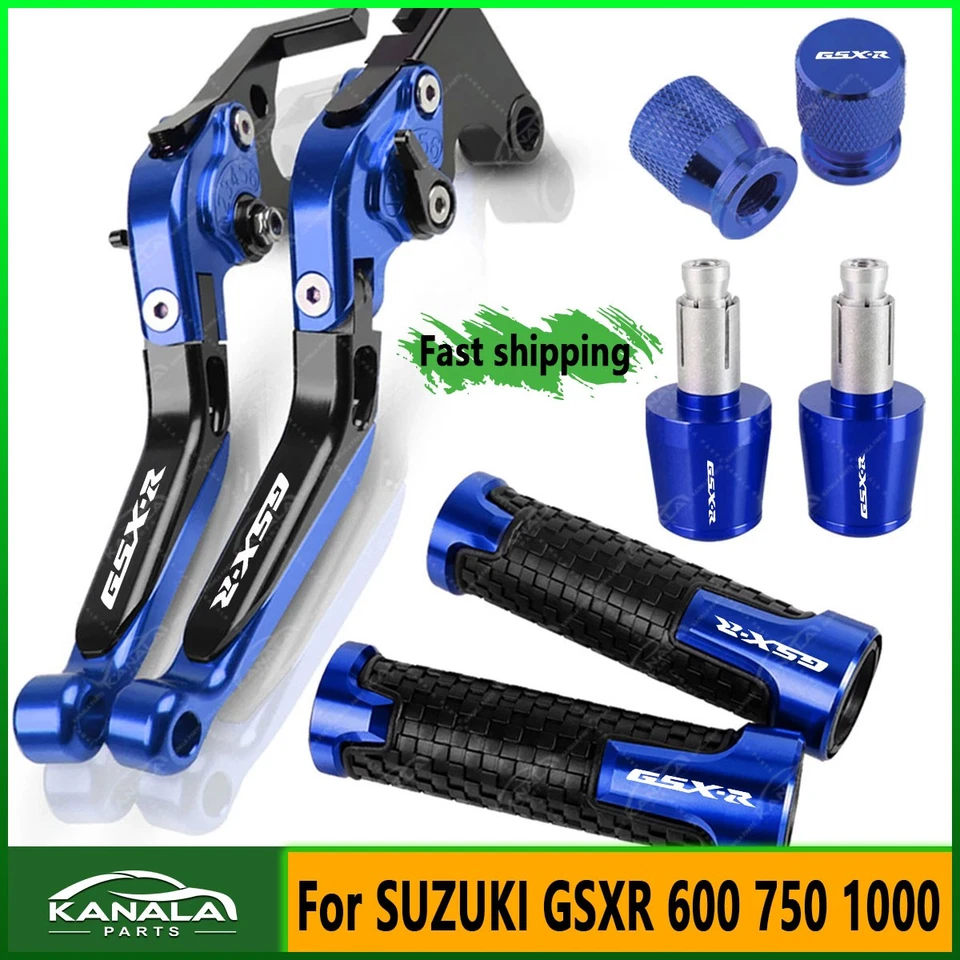 Blue 1Sets For SUZUKI GSXR 600 750 1000 CNC Brake Clutch Levers Handle Grips Cap Foto 1 de 1