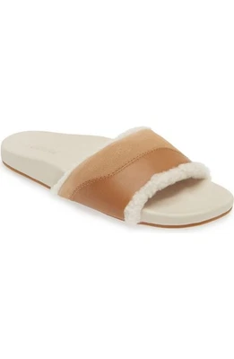 Sandalia OluKai Hō’ala genuina de piel de oveja tostada/puka para mujer 10/40 nueva $120 Foto 1 de 4