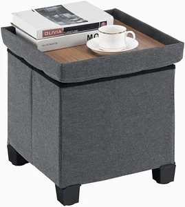 13 Inches Small Storage Ottoman Cube, Foot Stool Foldable Storage Foot - Picture 1 of 12