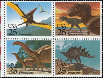 US Stamp #2422-25 - 1989 25¢ Prehistoric Animals, EzGrade™ G/VG, MNH, OG - Image 1 of 3
