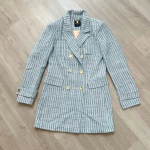 NWOT Marciano by Guess Women Tweed Double Breasted Blazer Coat Jacket Blue Sz S - Picture 1 of 12