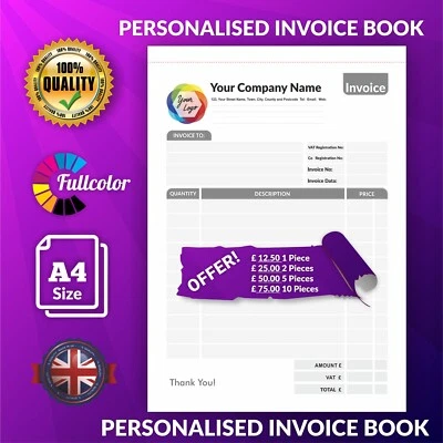 A4 Personalised Duplicate Invoice Book • Order Book • NCR Pad • Receipt Pad - Image 1 of 2