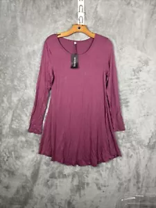 NWT MOLERANI NWT Small DRESS T-Shirt Style Long Sleeve Purple Stretchy SOFT - Picture 1 of 7