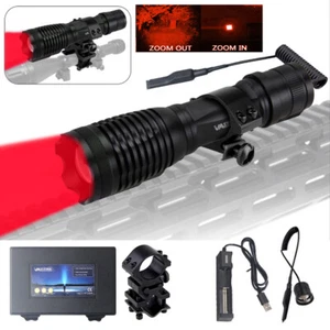 800Yards Hunting LED Flashlight Red Light Zoom Torch 2in1 Scope Mount 20mm Rail - Picture 1 of 10