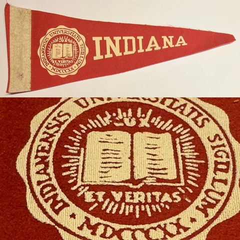 1950s Vintage Indiana Hoosiers University Mini Pennant 3.5x9.5 IU Bloomington IN Cover
