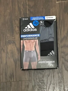 Adidas Black/Gray Performance Cotton Stretch Men's Boxer Briefs 3-Pack Small NWB - Picture 1 of 4