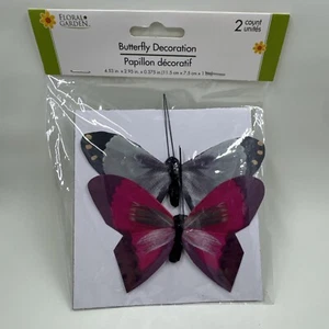 Floral Garden Butterfly Decoration Realistic 2 Count - Picture 1 of 1