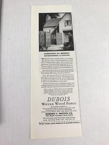 Dubois Woven Wood Fence Vtg 1929 Print Ad - Picture 1 of 3