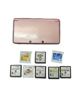 Nintendo 3DS Console-Pearl Pink-with 8 games,screen Protectors,Case,Cards - Picture 1 of 7