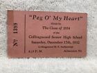 1932 Peg O' My Heart Collingswood High School NJ Ticket Play Vtg