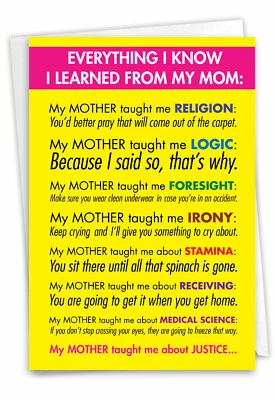 1 Funny Birthday Greeting Card - Bday Learned From My Mom - Envelope, US-Made - Изображение 1 из 4