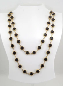 VTG Swarovski - Black Crystal Necklace - Bezel Set - Open Back - Swan Tag 38” L - Picture 1 of 9
