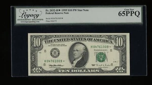 DBR 1995 $10 FRN St. Louis STAR Gem Fr. 2032-H* Legacy 65 PPQ Serial H04761009* - Picture 1 of 2