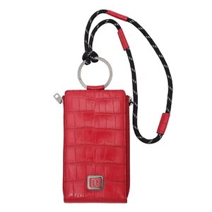 DOLCE & GABBANA DG Logo Shoulder Bag Credit Card Etui Croco Leather Wallet Red - Picture 1 of 4