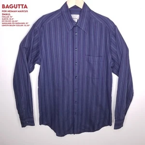Vintage BAGUTTA for NEIMAN MARCUS Men SMALL 15x35 Italy L/S Button front Shirt - Picture 1 of 14