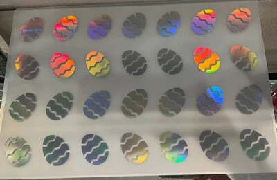 Lote de 6 manteles individuales de Pascua 17,5" x 12" transparentes con huevos de Pascua plateados decoración navideña Foto 1 de 2