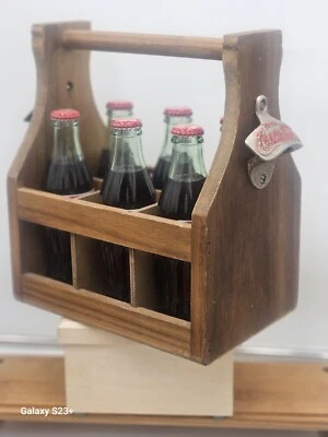 Antique Wooden Bottle Carrier COCA-COLA Top Opener Early Century Folk Art - Image 1 of 4