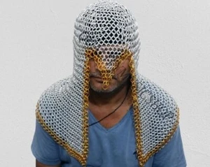 Coif de cota de malla de anillo a tope, campana de cota de aluminio, 10 mm - Imagen 1 de 7