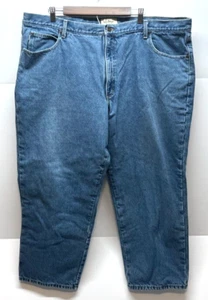 LL Bean Mens Blue Flannel Lined Straight Relaxed Fit 100% Cotton Jeans Sz 46x29 - Picture 1 of 14