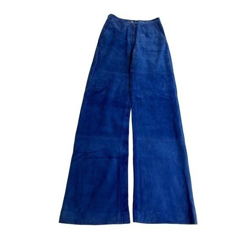 Pantalone camoscio Longchamp blu nuovo senza etichetta