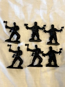 Lot Of (6) Black Plastic Figures with tomahalks - Picture 1 of 4