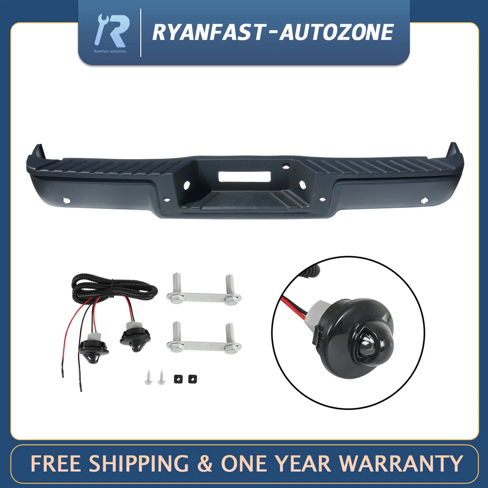 Conjunto de parachoques trasero negro con orificios de sensor de estacionamiento aptos para Ford F-150 2006-2008 Foto 1 de 4