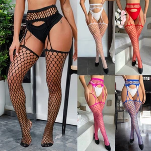 Women's Pantyhose Fishnet Stockings Mesh Tights Thigh High Socks Sexy Lingerie - Picture 1 of 28