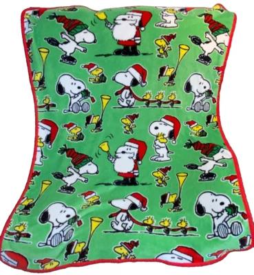 F5!¡GUAU! Manta de felpa de Navidad 40x50 PEANUTS Snoopy Woodstock {defecto} Foto 1 de 4