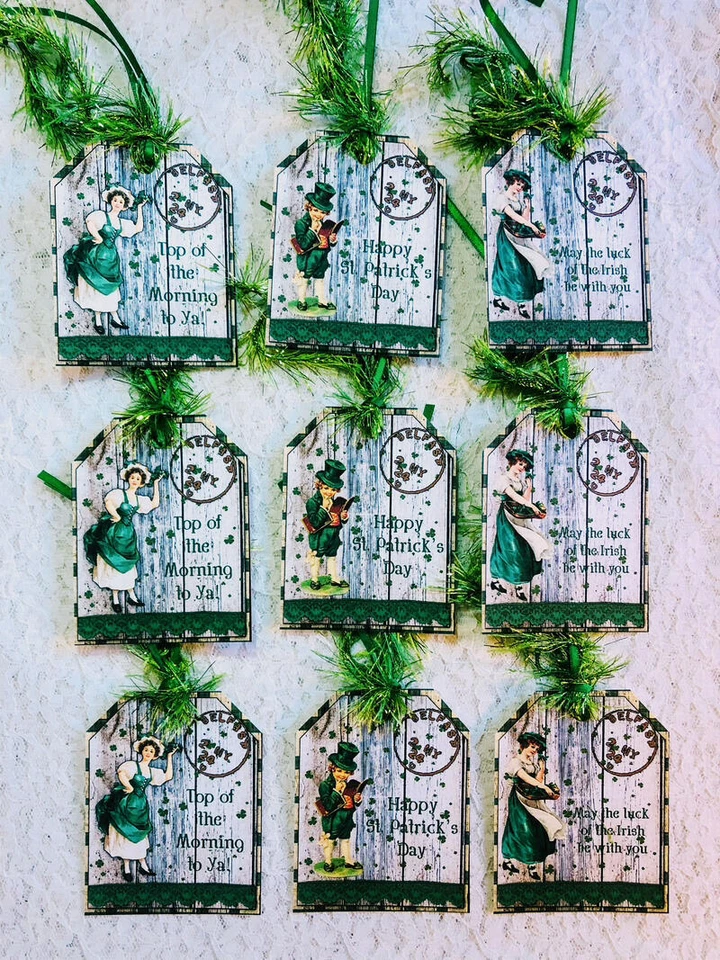 Vintage Style St. Patrick's Day~9 Gift Hang Tags~Journal~Scrapbook~Ornament~451R - Image 1 of 1