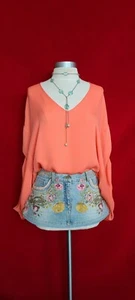 Silvia Tcherassi Orange Silk Oversized Blouse One Size. Retail $750 - Picture 1 of 8
