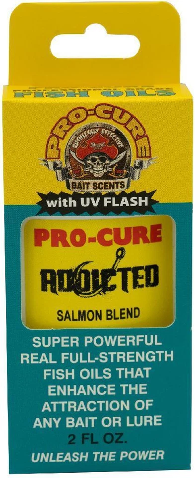Pro-Cure Addicted Salmon Blend Bait Oil 2 oz Bottle Fishing Scent w/UV Flash - Image 1 of 1