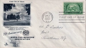 Asociación Americana de Banqueros 1950 75 aniversario FDC Scott #987 - Imagen 1 de 1